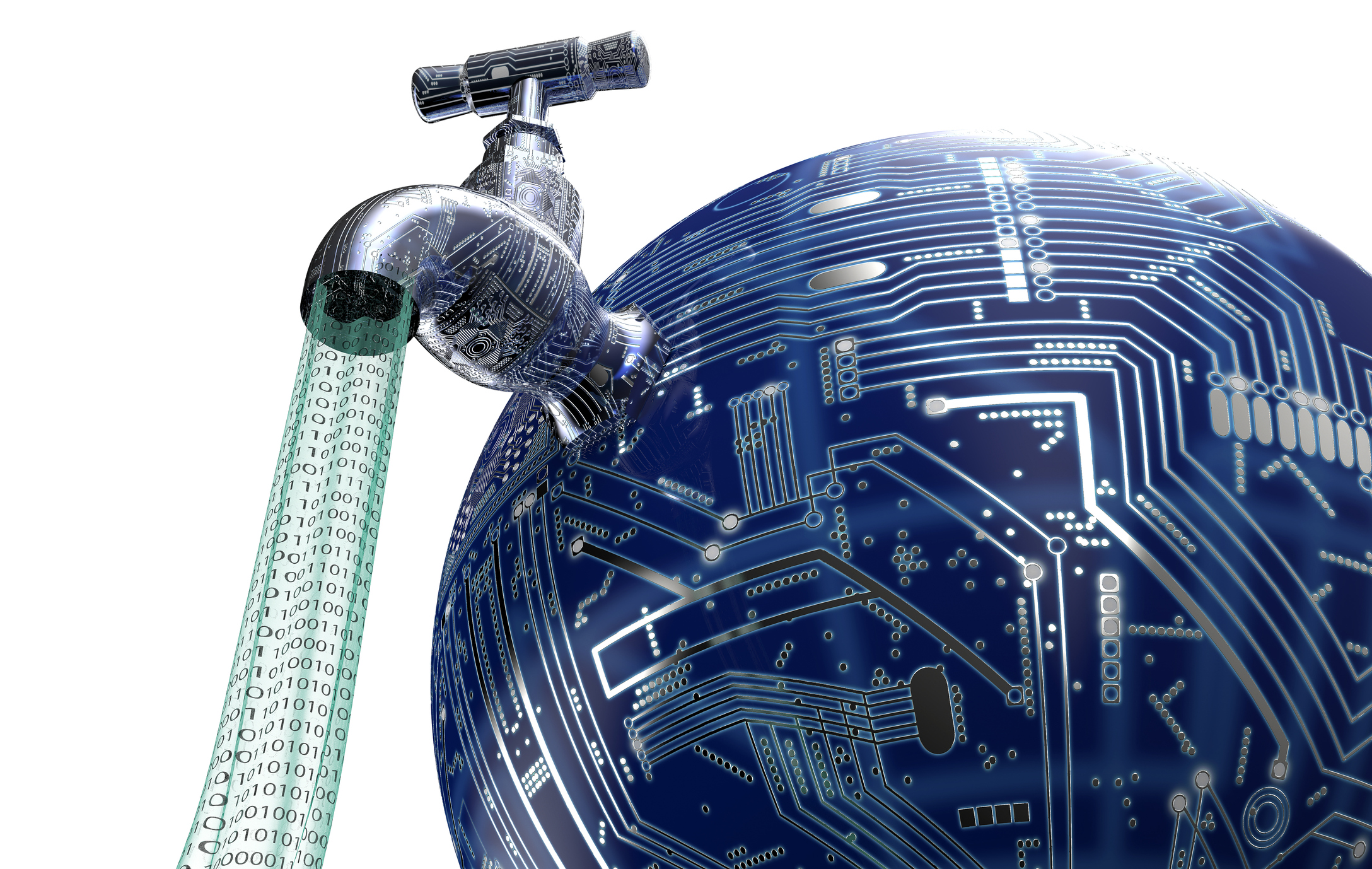 concept of leaky software, data with a tap sticking out