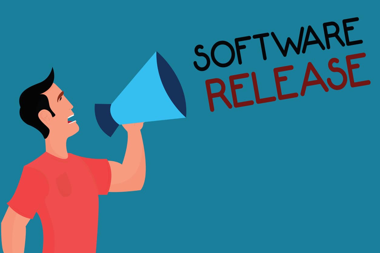 Writing note showing Software Release. Business photo showcasing sum of stages of development and maturity for program